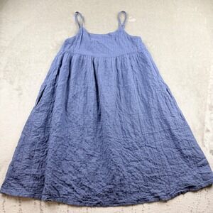 Uniqlo Kids Blue Crinkle Gauze Cami Dress 140 Girls Summer Sleeveless Midi